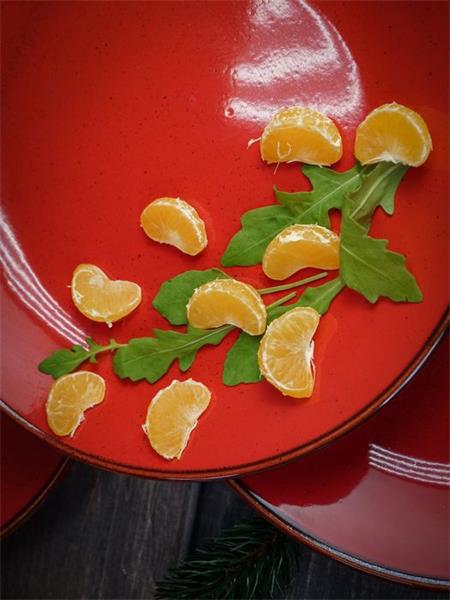 Тарелка 24 см безбортовая фарфор цвет красный Seasons