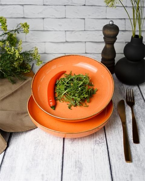Салатник полуглубокий d 22 см h 4 см 835 мл фарфор цвет оранжевый Seasons