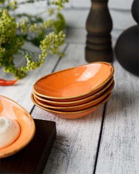 Соусник овальный 7х11 см фарфор цвет оранжевый Seasons