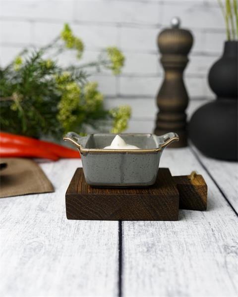 Соусник квадратный с 2-мя ручками 7х10 см h 4.2 см фарфор цвет темно-серый Seasons