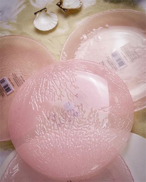 Тарелка d 21,5 cм h 1,8 см, стекло, цвет пастельно-розовый, Coralina