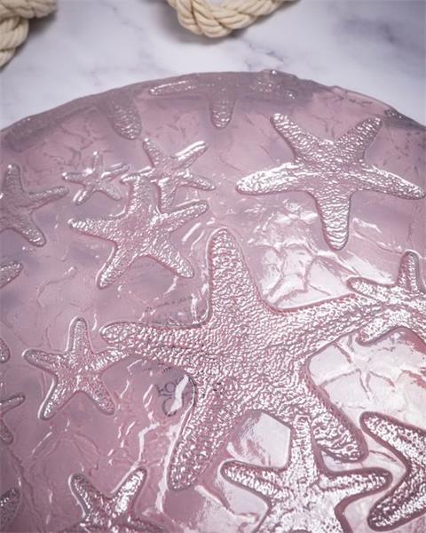 Блюдо d 33 см h 2,2 см, стекло, цвет пастельно-розовый с серебристым декором, Estrella De Mar