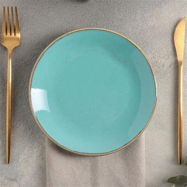 Тарелка 24 см безбортовая фарфор цвет бирюзовый Seasons