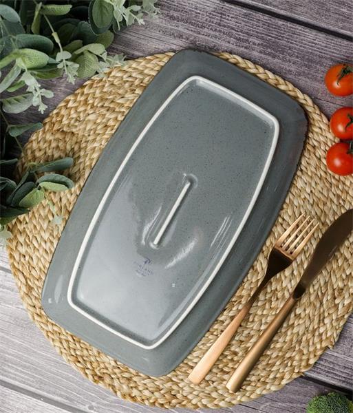 Тарелка прямоугольная 31*18 см фарфор цвет темно-серый Seasons