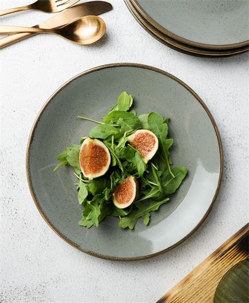 Тарелка 24 см безбортовая фарфор цвет темно-серый Seasons