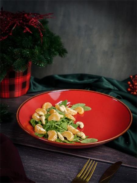 Тарелка глубокая 26 см безбортовая фарфор цвет красный Seasons