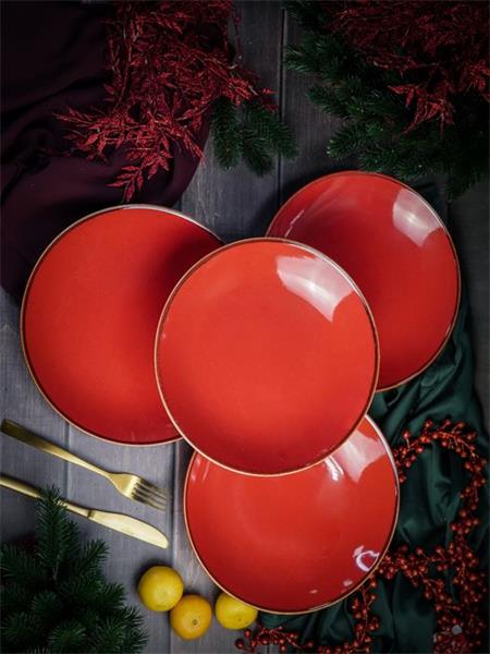 Тарелка глубокая 26 см безбортовая фарфор цвет красный Seasons