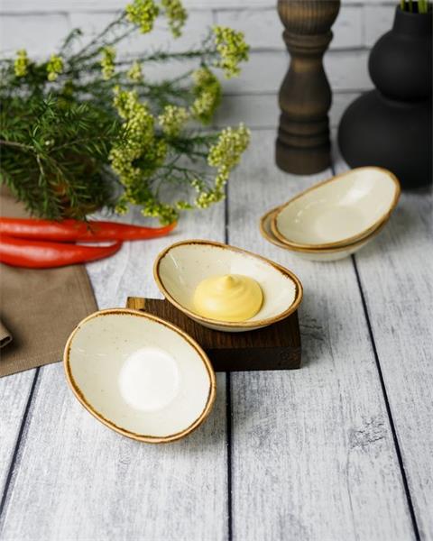 Соусник овальный 7х11 см фарфор цвет желтый Seasons