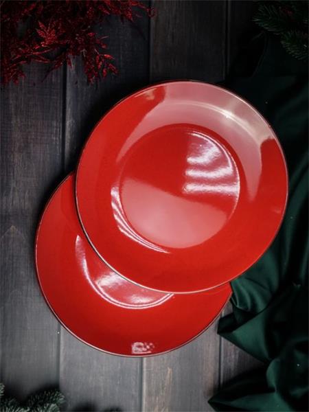 Тарелка 28 см безбортовая фарфор цвет красный Seasons