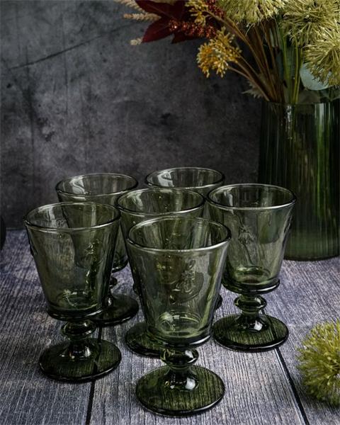 Бокал для вина 240 мл, h 14,1 см, d 8,5 см, цвет оливковый ABEILLE  OLIVE (замена 611014)