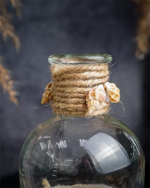 Ваза-бутылка с ракушками 8X8XH13CM, стекло
