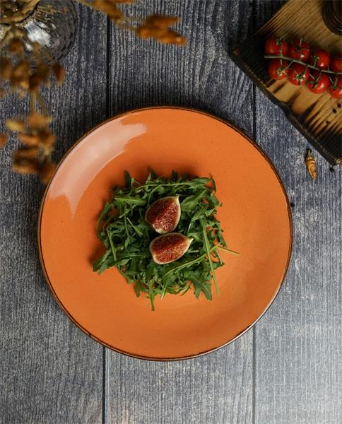 Тарелка 28 см безбортовая фарфор цвет оранжевый Seasons