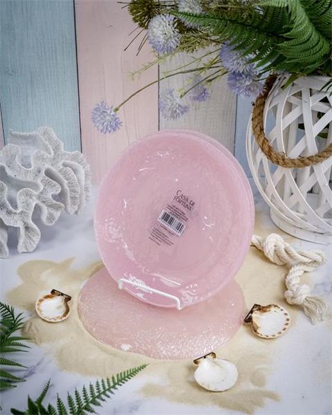 Тарелка d 21,5 cм h 1,8 см, стекло, цвет пастельно-розовый, Coralina