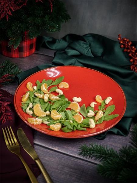 Тарелка 28 см безбортовая фарфор цвет красный Seasons