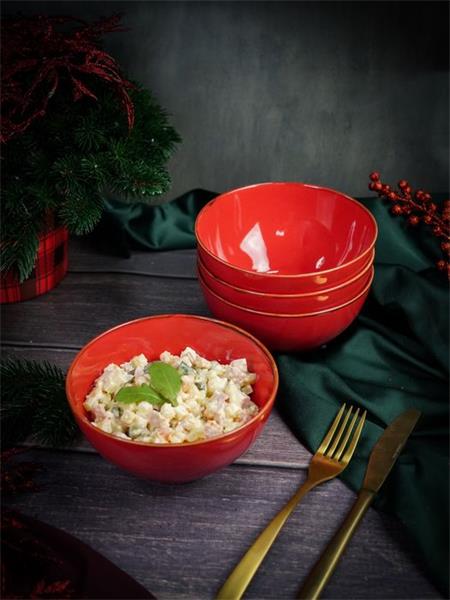 Салатник d 14 см h 7 см 550 мл фарфор цвет красный Seasons