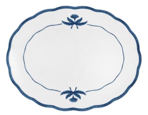Блюдо овальное 33,5x26,7 см h 3,6 см, фарфор, цвет белый / синий, Jane blue