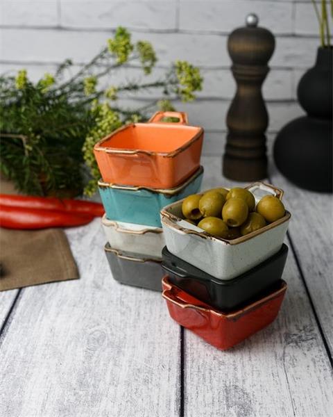 Соусник квадратный с 2-мя ручками 7х10 см h 4.2 см фарфор цвет темно-серый Seasons