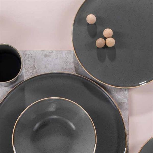 Тарелка 24 см безбортовая фарфор цвет темно-серый Seasons