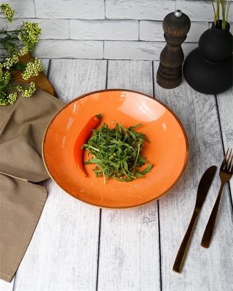 Тарелка глубокая 26 см безбортовая фарфор цвет оранжевый Seasons