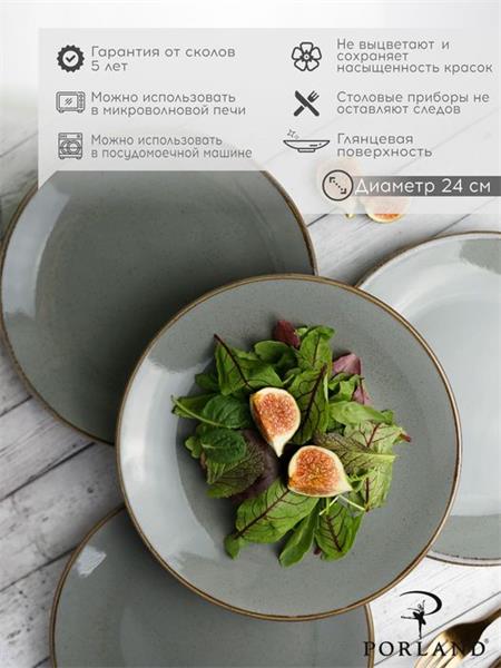 Porland Набор обеденных тарелок 24 см (4 предмета), тёмно-серый