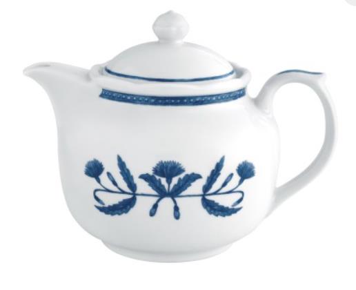 Чайник с крышкой 877 мл,19x13,5 см h 10,8 см, фарфор, цвет белый / синий, Jane blue