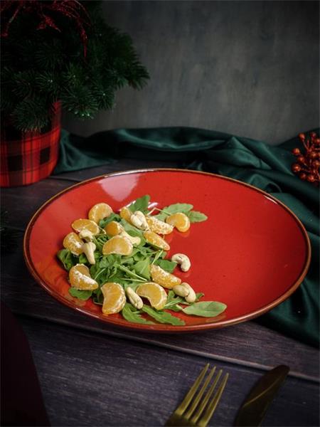 Тарелка глубокая 26 см безбортовая фарфор цвет красный Seasons