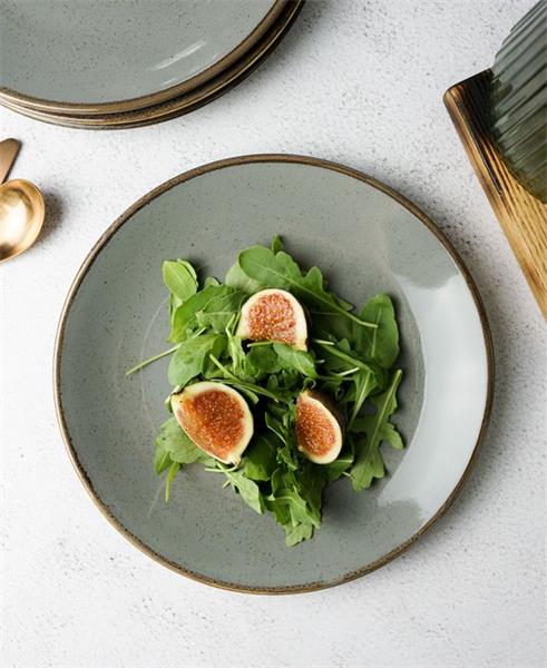 Тарелка 24 см безбортовая фарфор цвет темно-серый Seasons