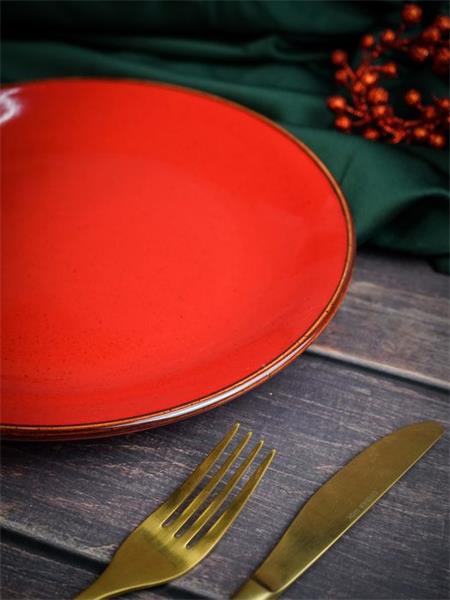 Тарелка 24 см безбортовая фарфор цвет красный Seasons