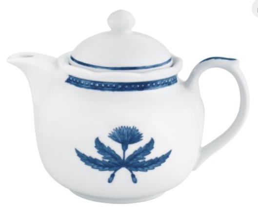 Чайник с крышкой 380 мл, 14,6x10,2 см h 11,3 см, фарфор, цвет белый / синий, Jane blue
