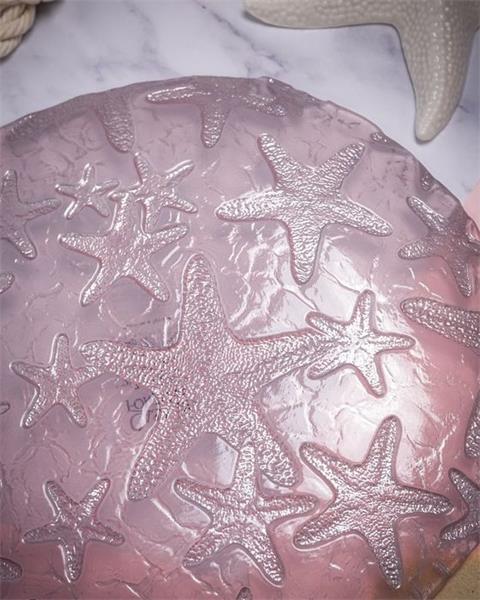 Блюдо d 33 см h 2,2 см, стекло, цвет пастельно-розовый с серебристым декором, Estrella De Mar