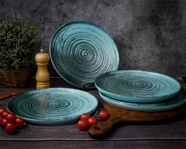 Набор тарелок с вертикальным бортом Lykke Turquoise 24 см, 4 шт