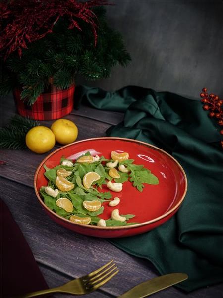 Салатник полуглубокий d 22 см h 4 см 835 мл фарфор цвет красный Seasons