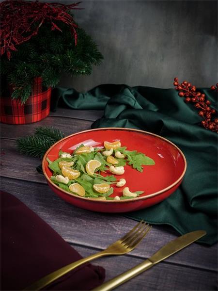 Салатник полуглубокий d 22 см h 4 см 835 мл фарфор цвет красный Seasons