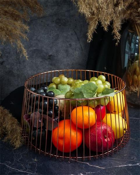 Корзина для фруктов d 30 см, h 15,5 см, металл, цвет медный 