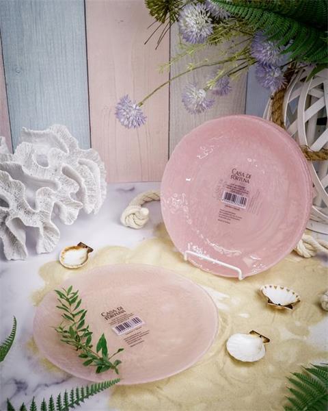 Тарелка d 21,5 cм h 1,8 см, стекло, цвет пастельно-розовый, Coralina