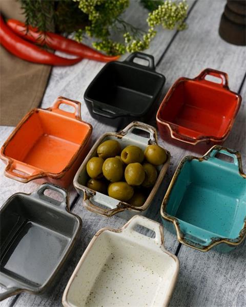 Соусник квадратный с 2-мя ручками 7х10 см h 4.2 см фарфор цвет темно-серый Seasons