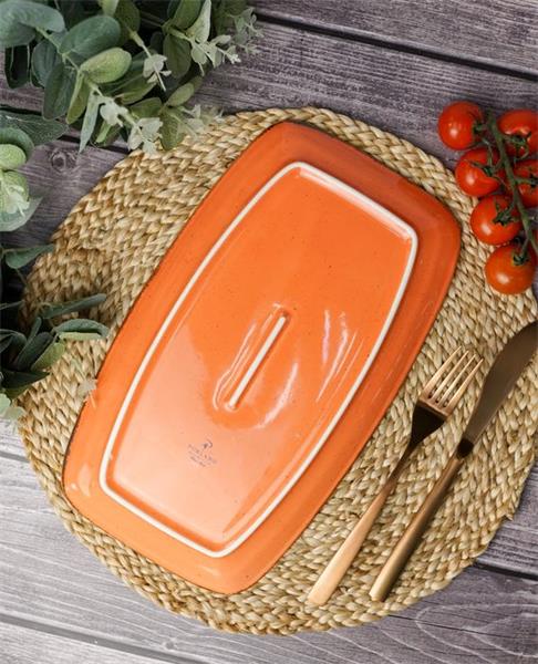 Тарелка прямоугольная 31*18 см фарфор цвет оранжевый Seasons