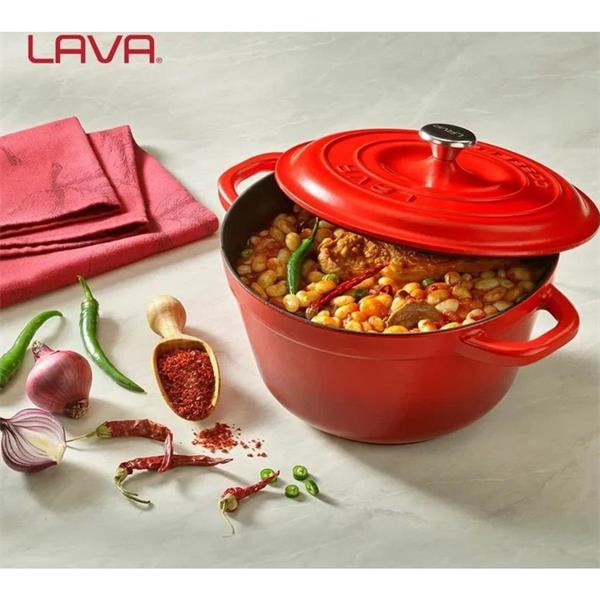 Кастрюля 1,33 л,  d 16 см, с крышкой, чугун, цвет красный