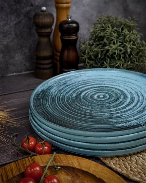 Набор тарелок с вертикальным бортом Lykke Turquoise 27 см, 4 шт