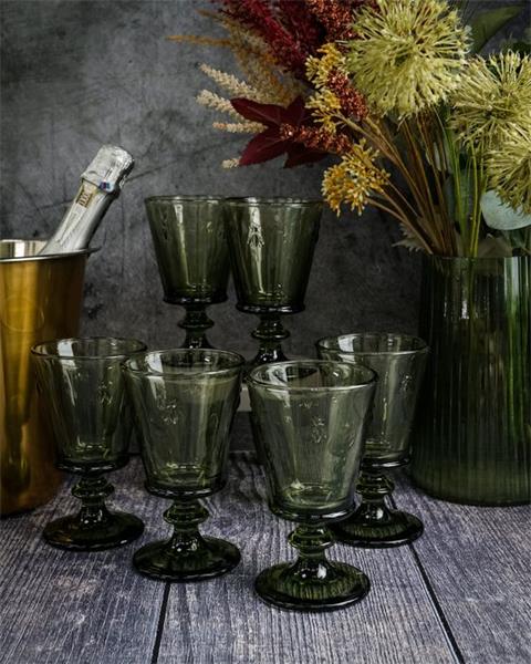 Бокал для вина 240 мл, h 14,1 см, d 8,5 см, цвет оливковый ABEILLE  OLIVE (замена 611014)