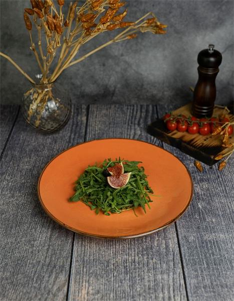 Тарелка 28 см безбортовая фарфор цвет оранжевый Seasons