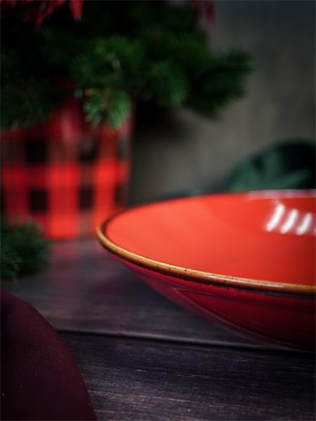 Тарелка глубокая 26 см безбортовая фарфор цвет красный Seasons