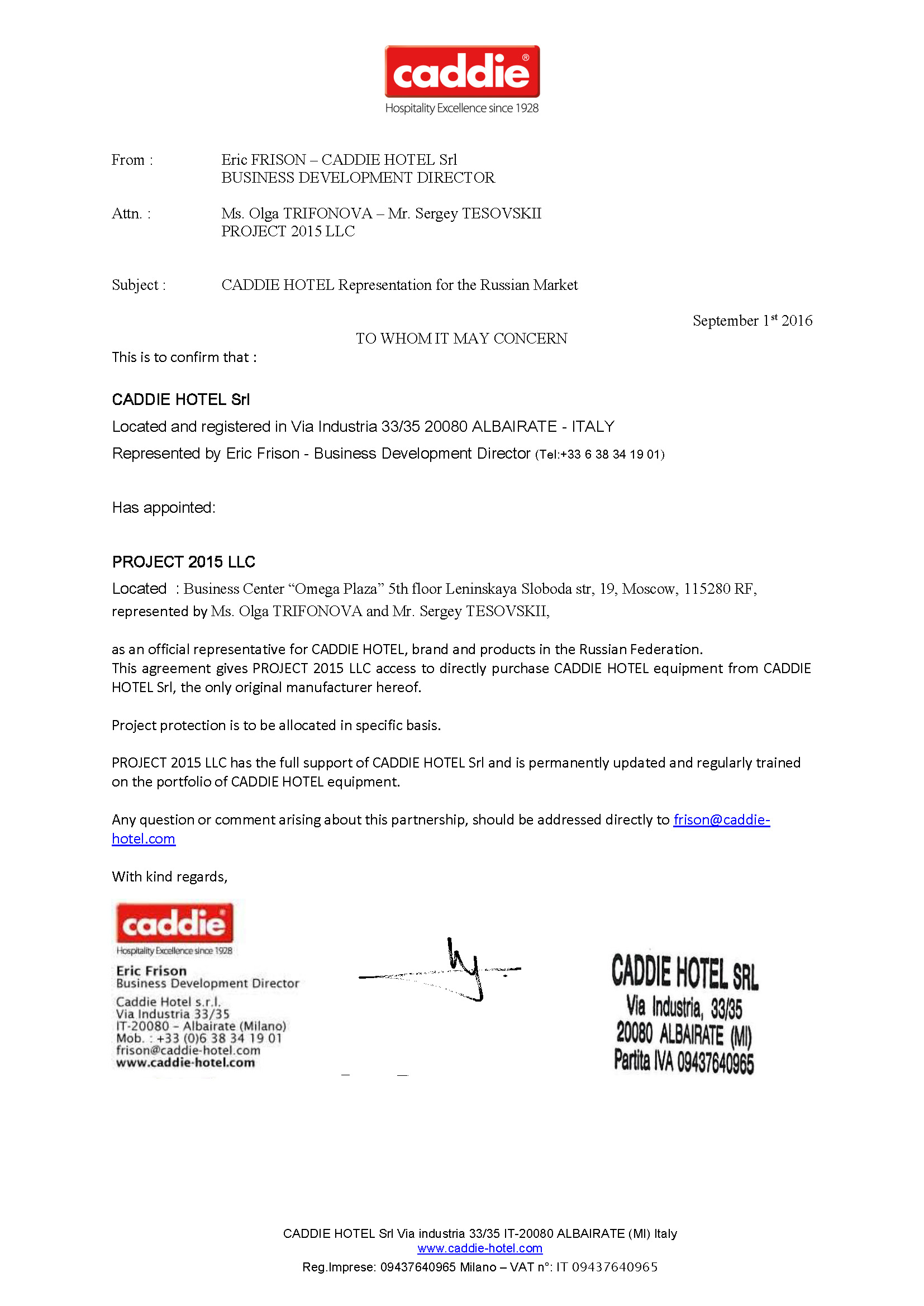 Официальный дилер Caddie